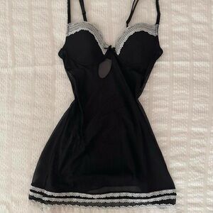 Black and white lace babydoll top